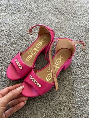 bebe Hot Pink Ankle-Strap Block Heel Sandals